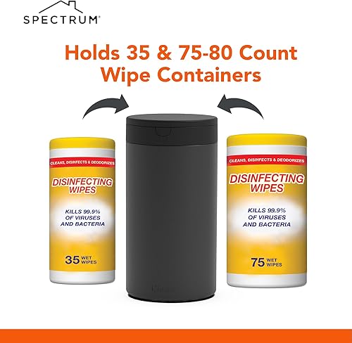 Spectrum Disinfecting Wipes Container with Push Button Lid - Refillable Dispenser for Bathroom, Kitchen, Classroom, Countertop, & Home - Stainless Steel & Rust-Resistant Disinfectant Wipes Holder - Jamouz