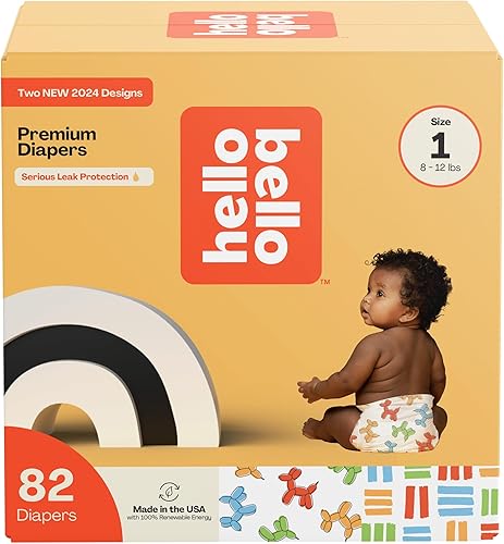 Hello Bello Premium Diapers Size 4, Honeysuckle Designs, 58ct Club Box, Hypoallergenic and Extra Absorbent - Jamouz