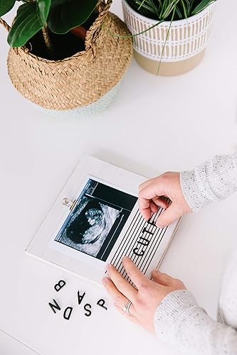 Pearhead Classic Wooden Letterboard, Baby Keepsake Clip Photo Frame, Wooden - Jamouz