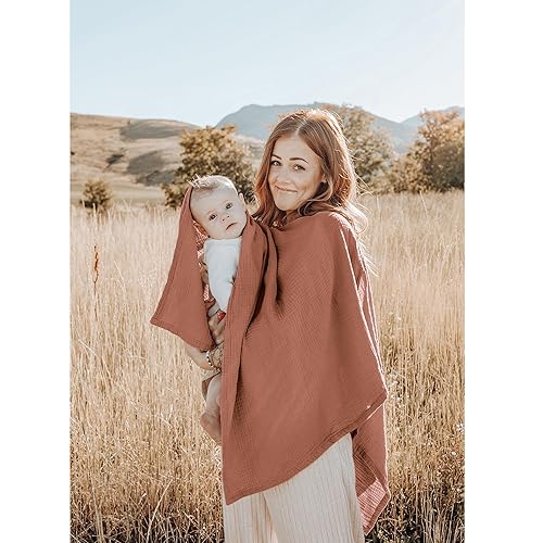 Konssy Muslin Nursing Cover for Breastfeeding, 360° Full Privacy Breathable 100% Cotton Breastfeeding Cover, Multi-use Carseat Canopy - Jamouz
