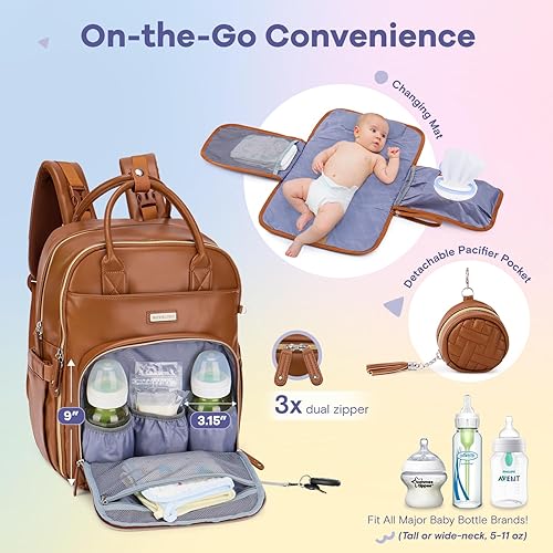 RUVALINO Diaper Bag Backpack, Multifunction Travel Pack Maternity Baby Changing Bags, Large Capacity, Waterproof, Black - Jamouz