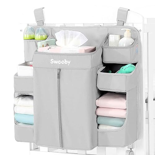 Sweeby Diaper Organizer for Changing Table and Crib Diaper Stacker Nursery Organizers for Cribs Hanging Diaper Caddy Organizer for Baby Essentials - Jamouz