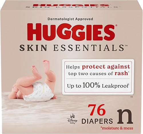 Huggies Size Newborn Diapers, Skin Essentials Baby Diapers, Size Newborn (6-9 lbs), 76 Count - Jamouz