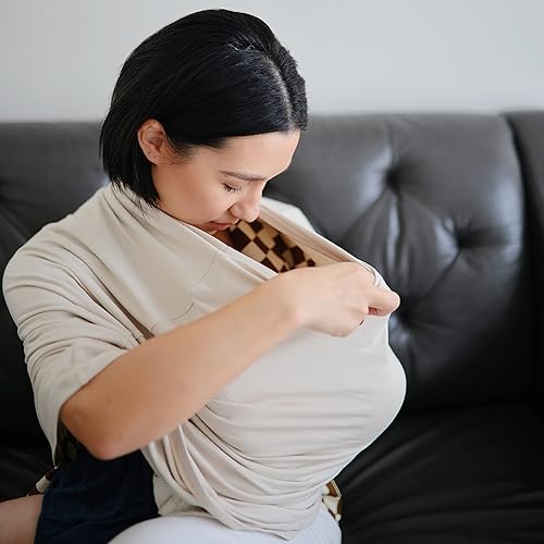 mushie Baby Car Seat Canopy Cover | Breathable & Stretchy Multi Use Cover for Breastfeeding, Nursing, High Chair, Shopping Cart, Strollers (Fog) - Jamouz