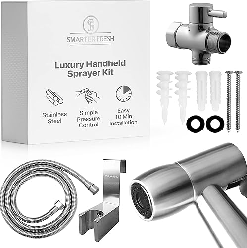 Easy-Install Cloth Diaper Sprayer for Toilets – Luxury Handheld Bidet Attachment – Multi-Use Toilet Faucet with Simple Pressure Control (Curved Sprayhead) - Jamouz