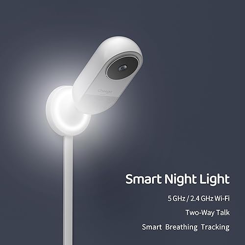 Cheego X3 Pro Smart Baby Monitor with Real-Time Contactless Breathing& Sleep Tracking, Cry& Face Cover Detection, Wall Mount& 2K Wi-Fi HD Video Camera and 2-Way Talk, Nightlight and Night Vision - Jamouz