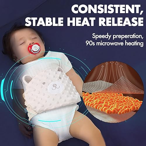 Baby Colic Relief Gripe Belt Seed Heating Pad with Gentle Warmth Tummy Wrap for Soothing Gas and Upset Stomach (Beige, 0m+) - Jamouz