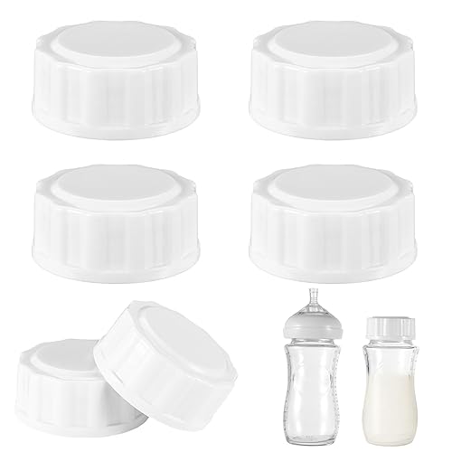 6pcs Travel Bottle Caps for Avent, Bottle Lids Replacement Baby Bottle Caps Baby Bottle Tops Compatible with Avent Wide-Mouth Bottles - Jamouz