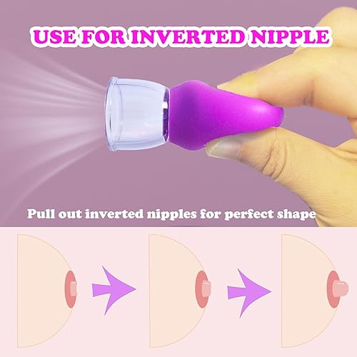 2 Pair Nipple Suckers for Flat or Inverted Nipples, Portable Nipple Vacuum Pump Cupping Device, Inverted Nipple Puller Suction and Shy Nipples, Breastfeeding or Women - Jamouz