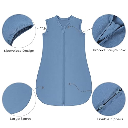 Yoofoss Baby Sleep Sack 6-12 Months Wearable Blanket for Babies 100% Cotton 2-Way Zipper TOG 0.5 Toddler Sleeping Sack 3 Pack, Soft Lightweight Sleep Sacks - Jamouz