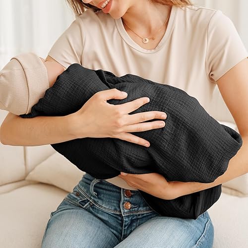 Konssy Muslin Nursing Cover for Breastfeeding, 360° Full Privacy Breathable 100% Cotton Breastfeeding Cover, Multi-use Carseat Canopy - Jamouz