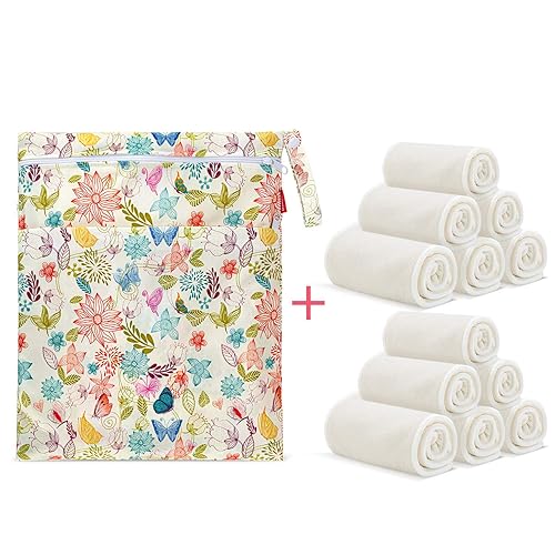 Damero 5-Layer Reusable Diapers Baby Inserts, 12PCS Cloth Diaper Inserts with an Extra Storage Bag - Jamouz