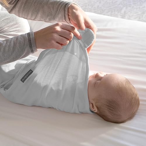 SwaddleMe by Ingenuity Original Swaddle with Easy-Change, 100% Cotton, Improves Sleep & Calms Startle Reflex, 3-6 Months, 3-Pack - Mountaineer - Jamouz