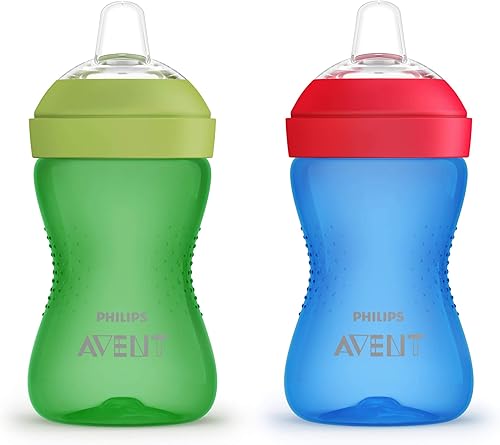 AVENT Philips Spout Sippy Cup with Soft Spout and Leak-Proof Design, Blue/Green, 10oz, 2pk, SCF801/21 - Jamouz