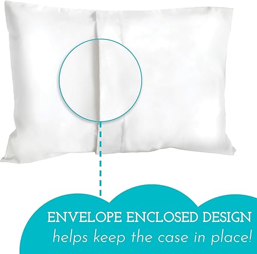 Little Sleepy Head Toddler Pillow for Kids (13 x 18) Bundle with Cozy White 100% Cotton Toddler Pillowcase - 2 Items - Jamouz