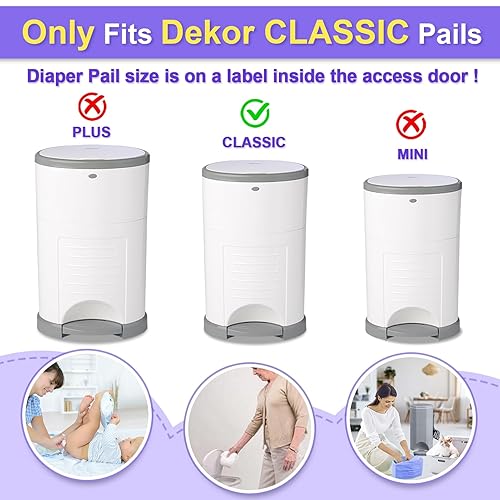 Refills Only Compatible with Dekor Classic Diaper Pail Refills|4 Pack for 2376 Diapers(Extra 20% Lengths)Diaper Pail Bags with Extra 30% Thickness Powerful Odor Eliminate Lavender Scent for Baby/Adult - Jamouz