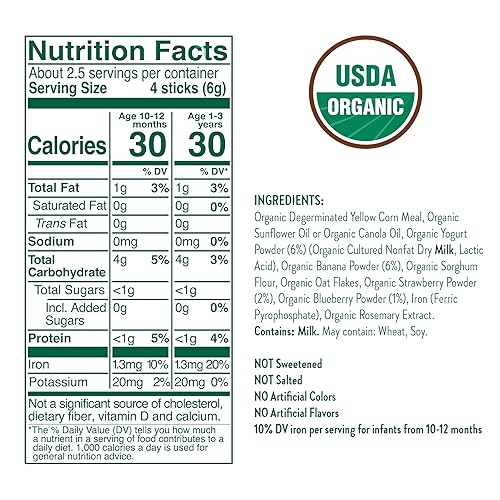 Little Bellies Organic Berry Yogurt Pick-Me Sticks, (Pack of 5 x 0.56 oz Individual Packs) - Jamouz