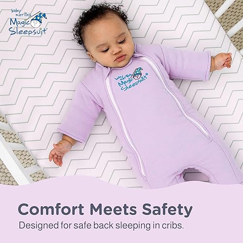 Magic Sleepsuit Baby Merlin's 100% Cotton Baby Transition Swaddle - Baby Sleep Suit - Lavender colour -for 3-6 Months baby - Jamouz