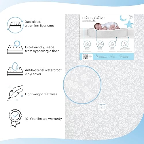 Starbright Breathable Fiber Crib and Toddler Mattress, Greenguard Gold Certified, Periwinkle - Jamouz