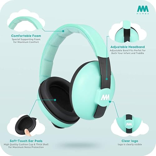 Mumba Baby Ear Protection Noise Cancelling Headphones for Babies and Toddlers Baby Earmuffs - Ages 3-24+ Months - Jamouz
