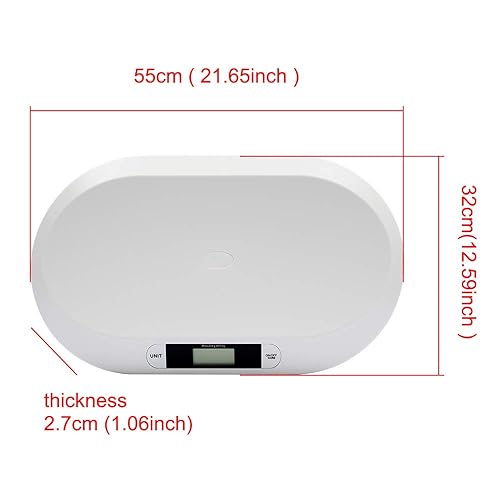 20KG/44LBS Electronic Digital Baby Weighing Scale Measure Infant/Baby/Pet Weight Accurately, Precision of 10g, Length 55cm, Large LCD Display, Weight Measure Tool White - Jamouz