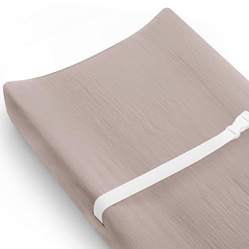 Changing Pad Cover for Baby Boy Girl 2 Pack, Muslin Changing Table Pad Covers with Boho Style, Neutral Nursery Bedding Essentials Soft and Breathable(Dusty Rose & Flower-A) - Jamouz