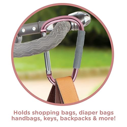 Nuby Large Handy Hook Carabiner Stroller Clip with Textured Soft Grip: Rose Gold - Jamouz