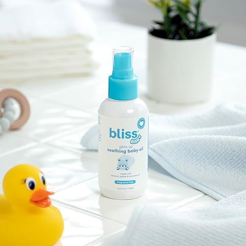 Bliss Baby Soothing Baby Oil, All Natural, Premium & Fragrance Free, Vegan - Made with Organic Avocado Oil & Other Plant-Based Ingredients, Dermatologist Tested, Hydrating Baby Massage Oil, 4 fl. Oz. - Jamouz