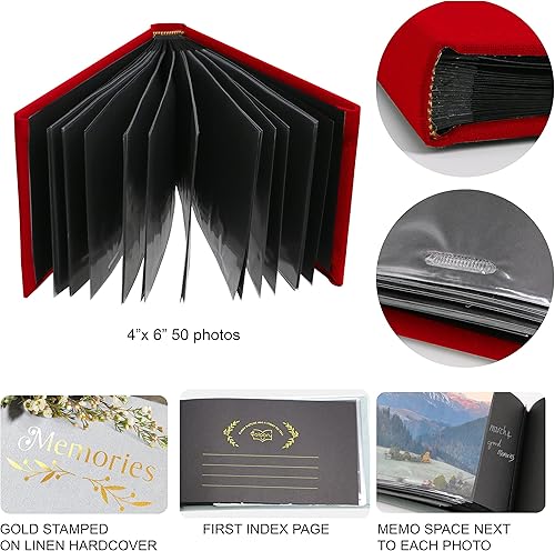 Holoary Small 4x6 Photo Album, Linen Hard Cover, Holds 50 Photos, Black Page Traditional Book Bound, Mini Brag Book Baby Album, Ideal For Wedding, Family Pictures, Gifts, Anniversary (Sky blue) - Jamouz