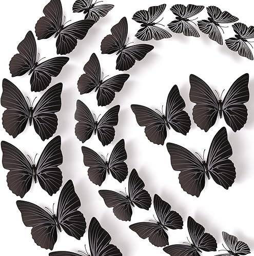 LiveGallery 72 PCS 6 Colors Removable 3D DIY Beautiful Butterfly Wall Decals Colorful Butterflies Art Decor Wall Stickers Murals for Kids Baby Boy Girls Bedroom Classroom Offices TV Background - Jamouz