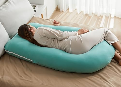 Momcozy Pregnancy Pillows for Sleeping, U Shaped Full Body Maternity Pillow with Removable Cover - Support for Back, Legs, Belly, HIPS for Pregnant Women, 57 Inch Pregnancy Pillow for Women, Grey - Jamouz