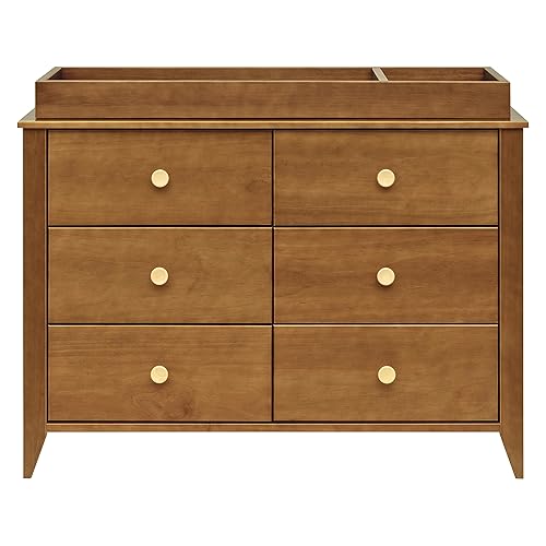 Babyletto Sprout 3-Drawer Changer Dresser with Removable Changing Tray in Chestnut and Natural, Greenguard Gold Certified - Jamouz