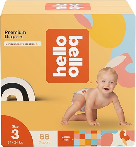 Hello Bello Premium Diapers Size 4, Honeysuckle Designs, 58ct Club Box, Hypoallergenic and Extra Absorbent - Jamouz