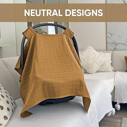 MOZAH Baby Multi-Use Cover: 9-in-1 Car Seat Covers Canopy Cover, Breathable Breastfeeding Cover, Stroller Cover & More, Boys & Girls Shower Gifts (Warm Taupe) - Jamouz