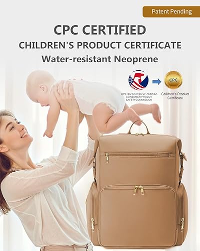 CEI-CEI Neoprene Diaper Bag Backpack with Changing Pad, Large Newborn Baby Maternity Bags Travel Tote with Insulated Pockets (Black) - Jamouz