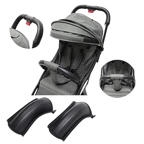 MINILUJIA Baby Stroller Armrest Bumper Handlebar Sleeve Cover Universal Handle Cover DustProof Protect PU Leather Case with Removable Zipper Black - Jamouz