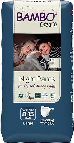 Bambo Nature Premium Dreamy Night Pants, Pull Up Pants, Eco-Labeled Night Time Diapers, Secure, Comfortable, Skin Friendly : Children Aged 4-7 Years, 10 Count - Jamouz