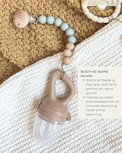 Hippypotamus Baby Food Feeder & Freezer Tray - Silicone Fruit Feeder - Pacifier Teething Toys - 2 Extra Pouches - Set of 2 - Jamouz