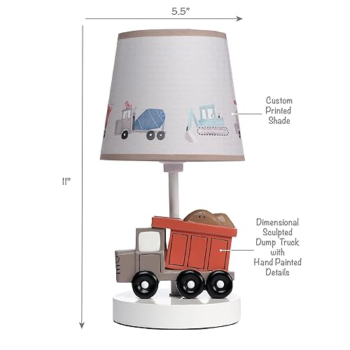 Bedtime Originals Construction Zone Truck Nursery Lamp with Shade & Bulb - Jamouz