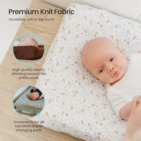 Copper Pearl Premium Knit Changing Pad Cover Soft, Stylish, and Universal Fit for All Standard Diaper Changing Pads, Trendy Design Changing Pad Covers, Briar - Jamouz