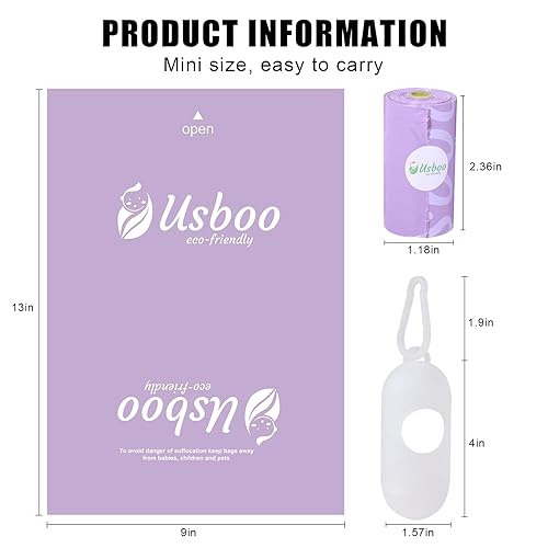 Baby Disposable Diaper Bags, Waste Bags 8 Refill Rolls/120 Bags with Dispenser, Convenient and Quick Diaper Disposal, Unscented - Jamouz