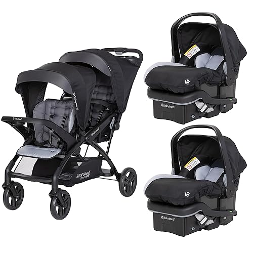 Baby Trend Double Stroller with 2 EZ-Lift Plus Infant Car Seats, Sit N' Stand, Stormy - Jamouz