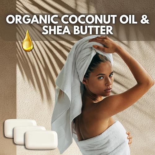 Bar Soap for Sensitive Skin for Men & Women - Hypoallergenic Moisturizing & Hydrating Formula for Face & Body Wash | Organic Coconut Oil & Shea Butter | 3PCS - Jamouz