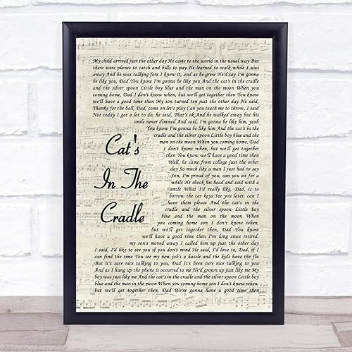 Cat's in The Cradle Vintage Script Song Lyric Print - Jamouz