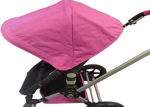 Pink Sun Shade Canopy with Wires and Under Seat Storage Basket Plus Free Handle Bar Covers for Bugaboo Cameleon 1, 2, 3, & Frog Baby Child Strollers - Jamouz