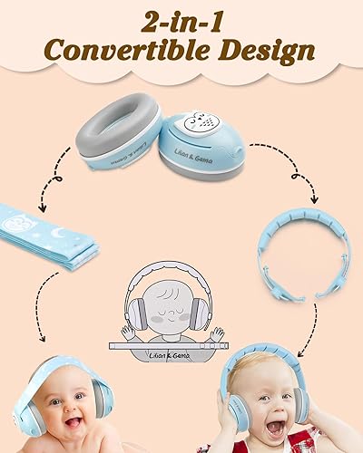 Lilian&Gema 2-in-1 Baby Ear Muffs Noise Protection, Noise Cancelling Headphones for Baby & Toddler up to 4 Years - Jamouz