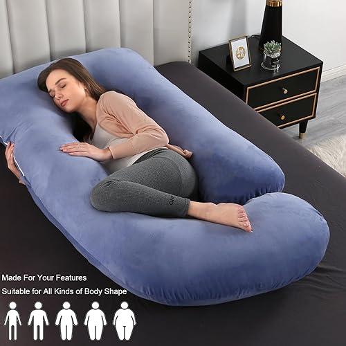 Victostar Pregnancy Pillow,57 inches U Shaped Maternity Pillow with Removable Cover Full Body Pillow Support for Back, HIPS, Legs, Belly (Cameo) - Jamouz