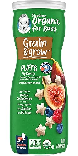 Gerber Baby Snacks, Organic Puffs, Peach, Baby Food, 1.48 Ounce (Pack of 6) - Jamouz