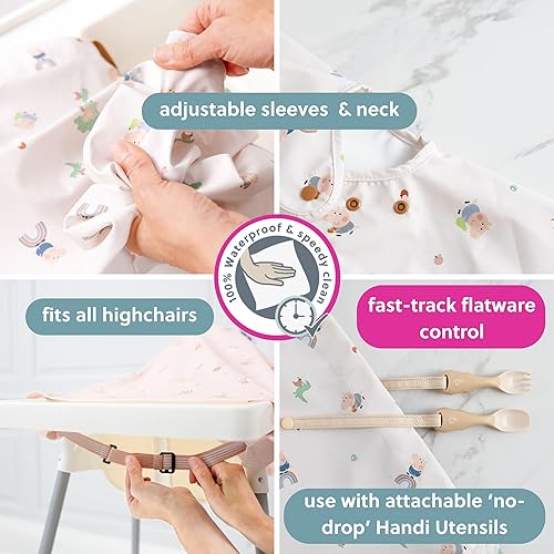 BIBaDO - Long Sleeve Baby Bibs - Babies & Toddlers 6-36 Months - Coverall Baby Led Weaning Bib - Easy Wipe, Soft & Waterproof - Jamouz