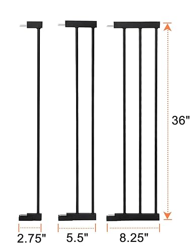 COMOMY 36' Tall Extentions for Pressure Mounted Pet Gate, 2.75', 5.5' and 8.25' Width Extensions (Black) - Jamouz